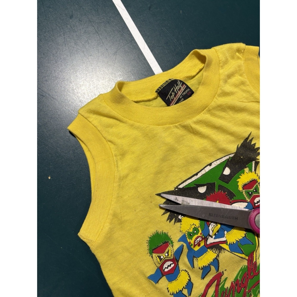 Vintage 70s 80s Tank Top T Shirt Surf Beach Shark Tribal Kids Youth Boys 5/6 Old - Picture 6 of 9